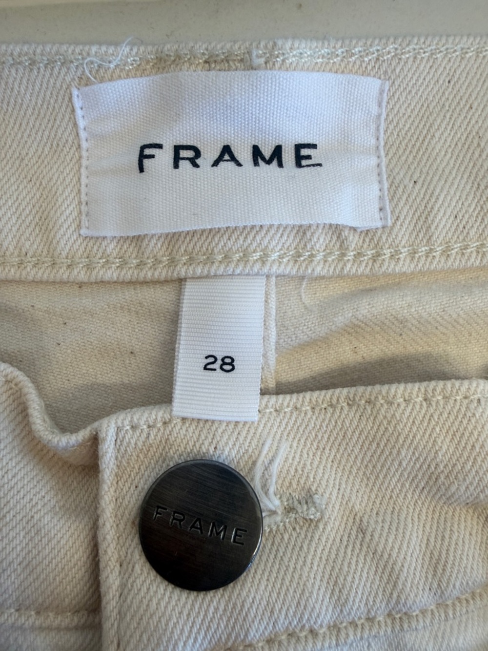 FRAME Le Crop Mini Boot Off White/Tan Jeans Size 28